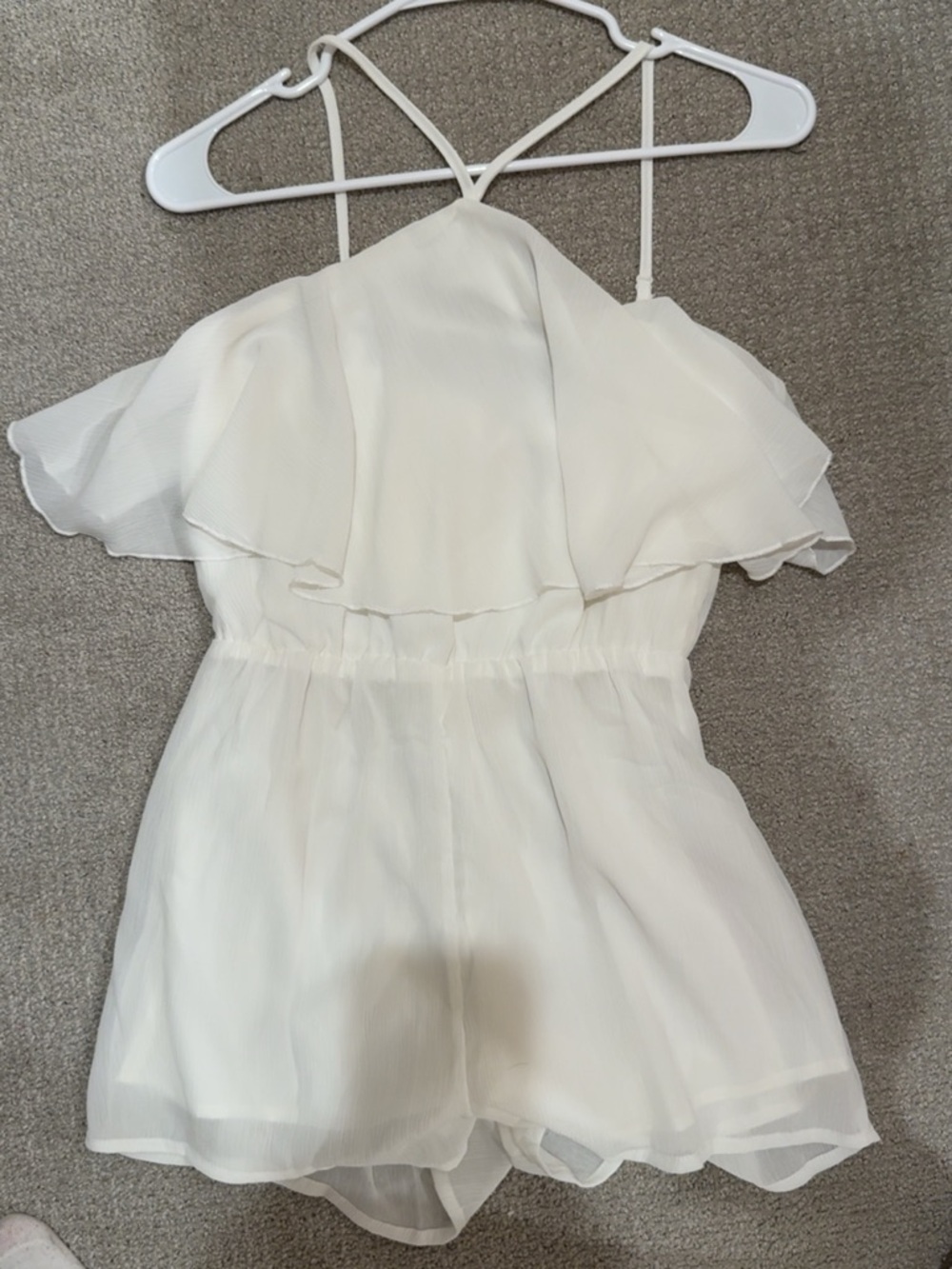 Women’s White Ruffle Romper
